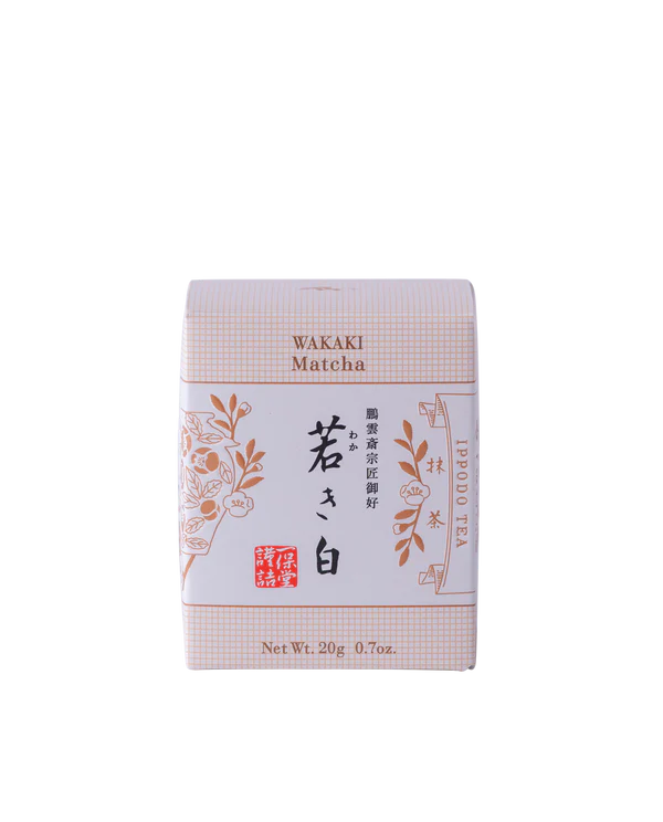 Ippodo Wakaki-shiro matcha 20g box — light everyday matcha from Kyoto, Japan